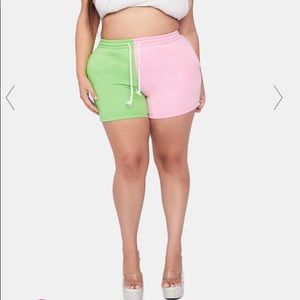 DollsKill Two Tone color block shorts